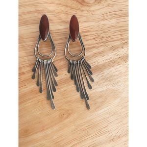 Vintage • Andy Marion .925 Sterling Silver Navajo Paddle Earrings